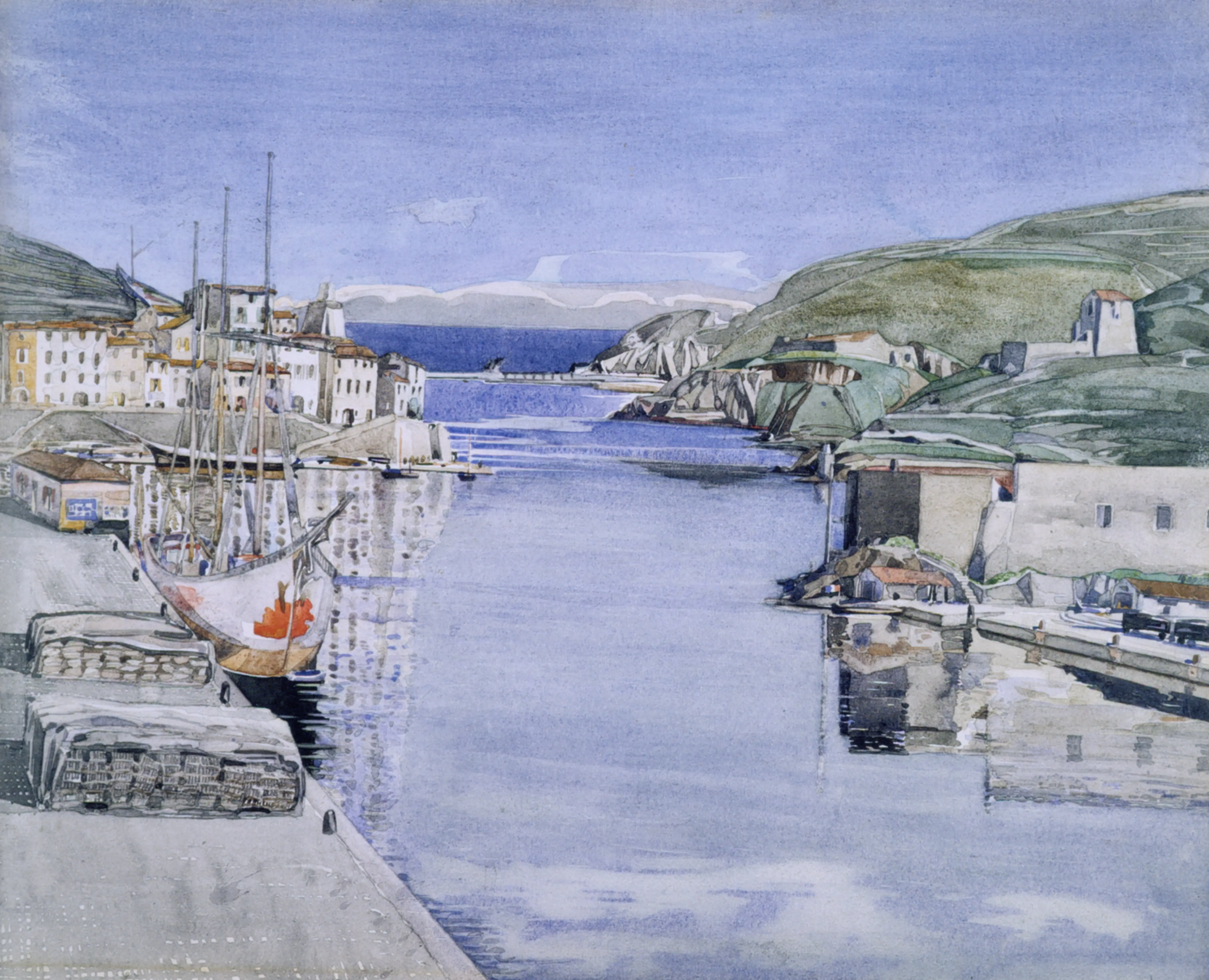 A Southern Port, 2023 — Ink and watercolour on paper