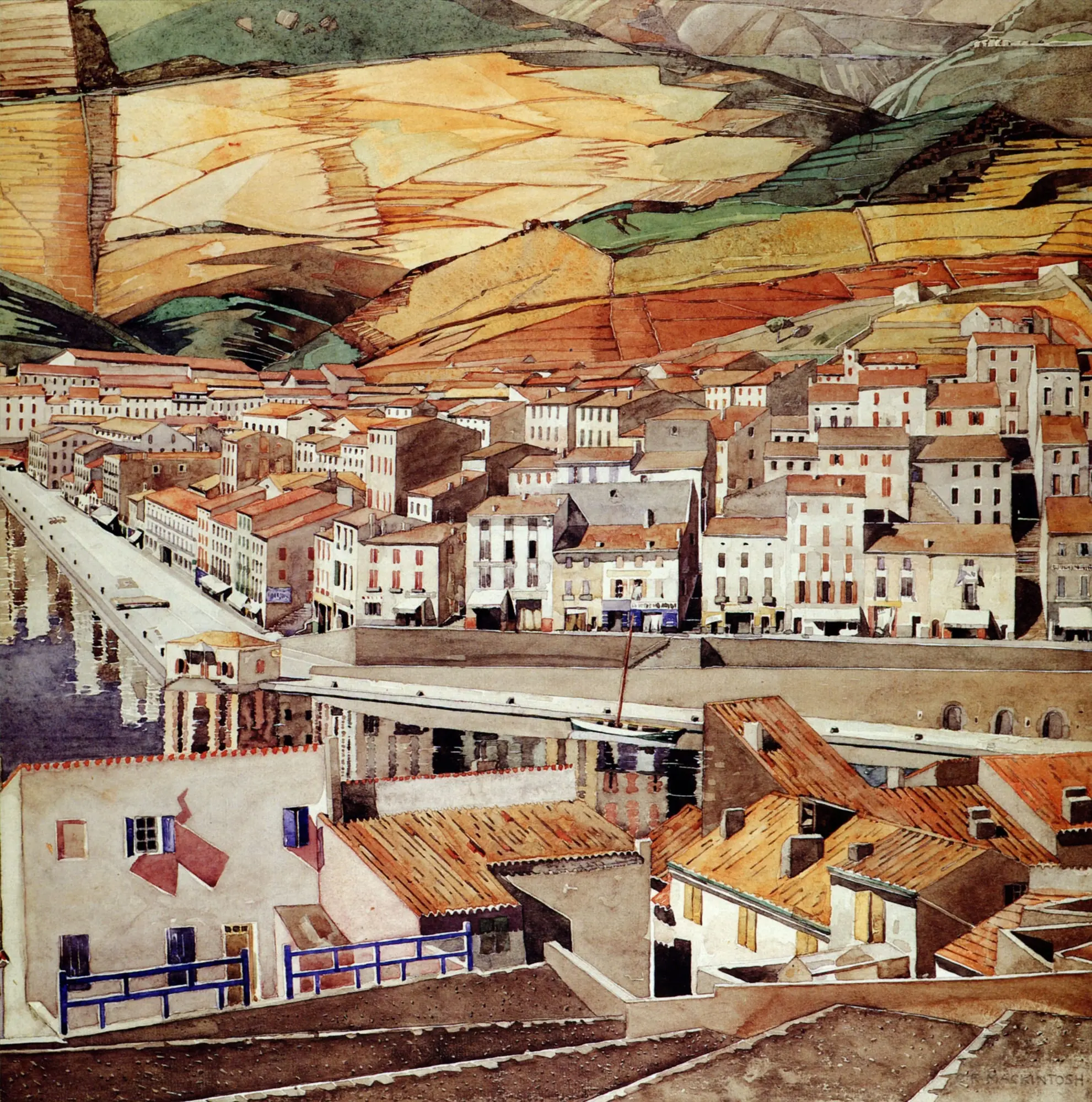 Port Vendres la Ville, 2023, Ink and watercolour on paper