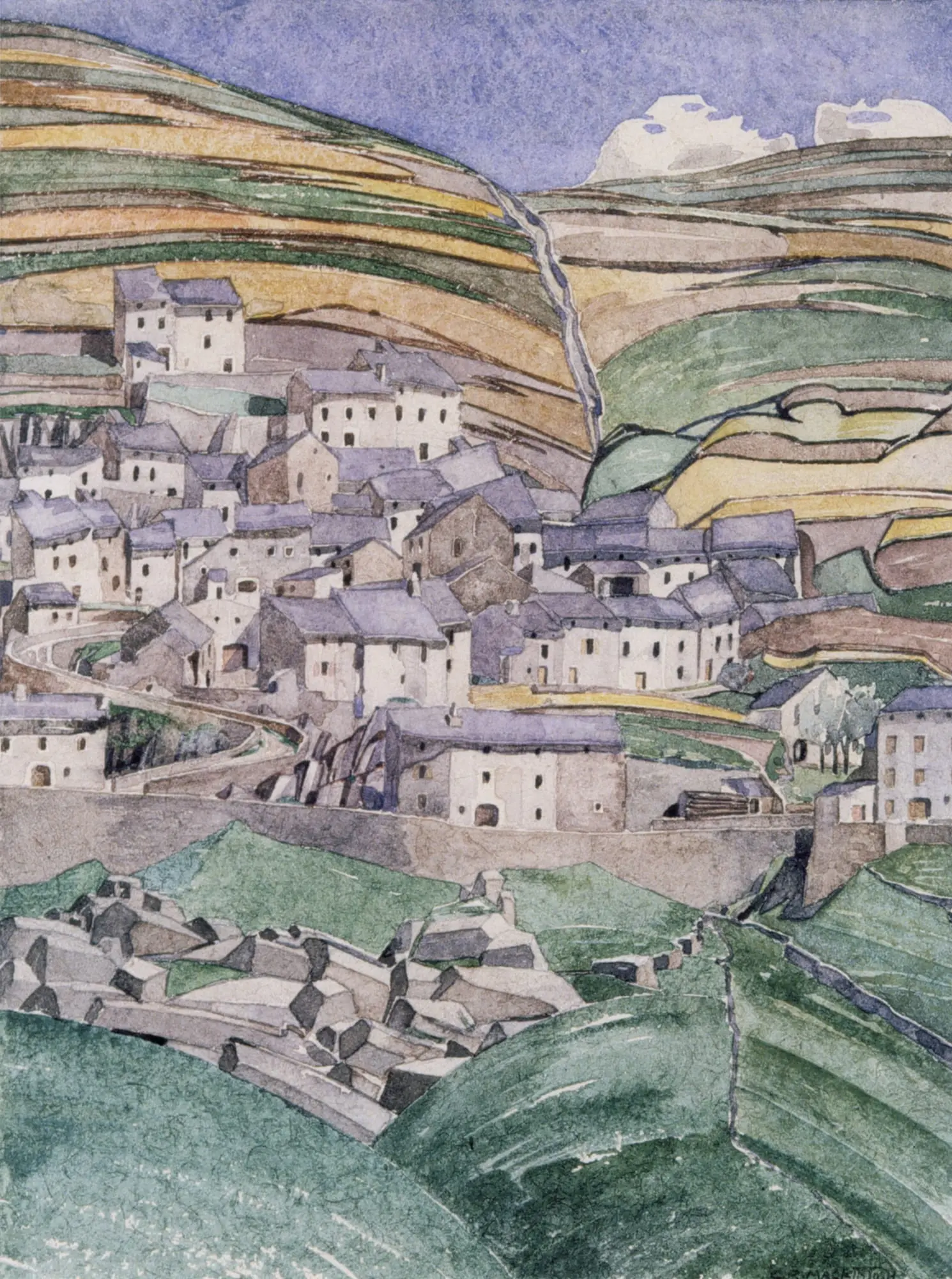 Slate Roofs, 2023, Watercolour on paper